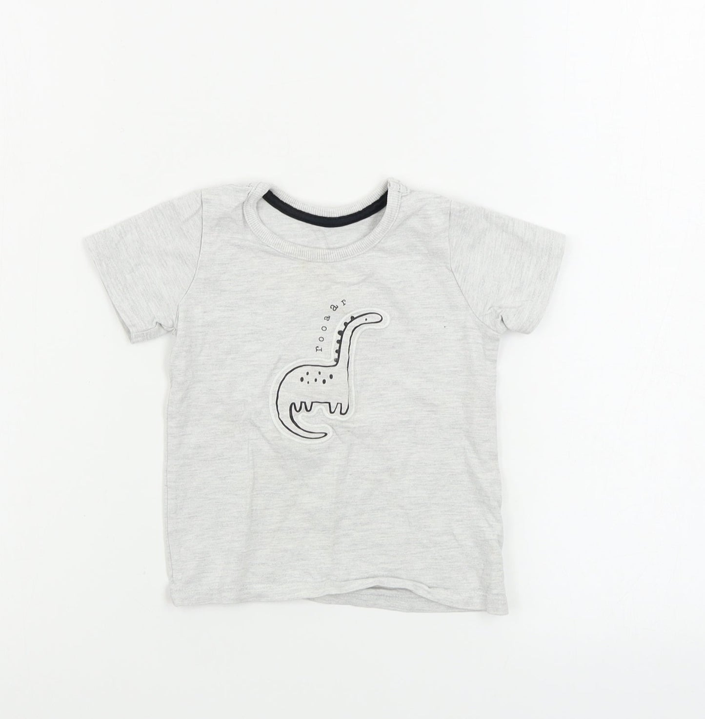 George Boys Grey   Basic T-Shirt Size 12-18 Months  - Dinosaur print