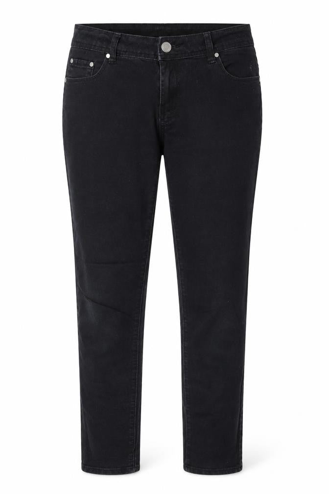 Front view of Denim & Co. women’s black skinny jeans, size UK 14, 24-inch leg