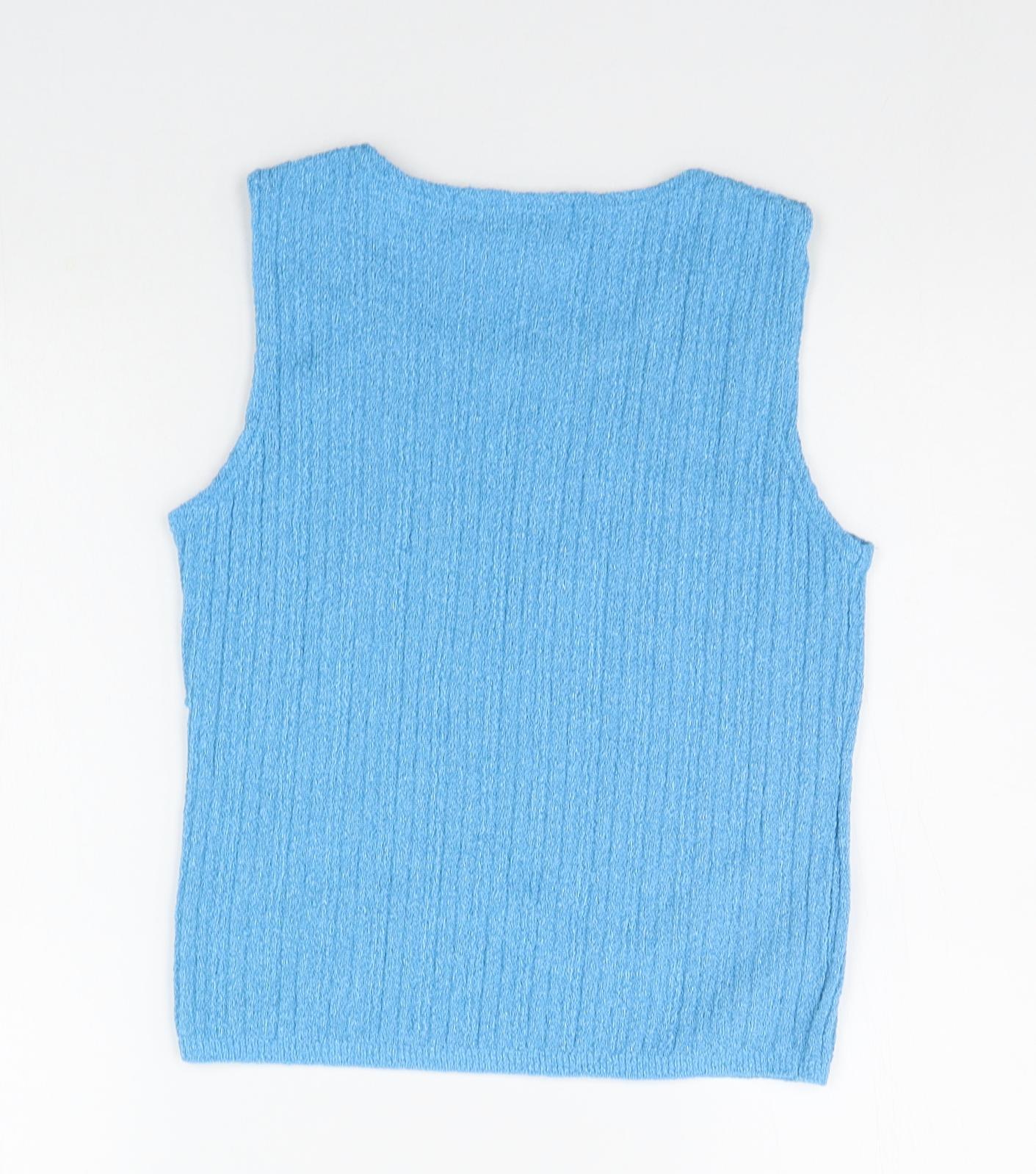 bertertex Womens Blue Houndstooth  Henley Jumper Size 14