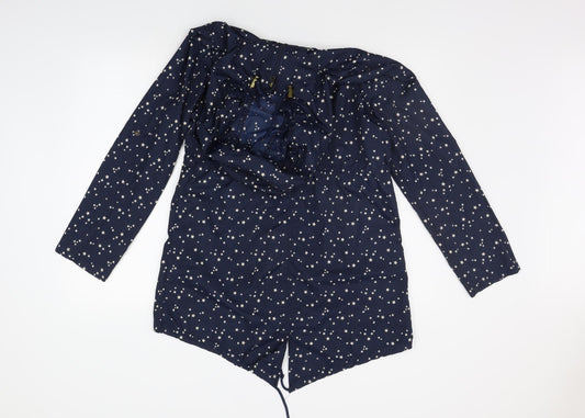 deniem co Womens Blue Geometric  Jacket Coat Size XS