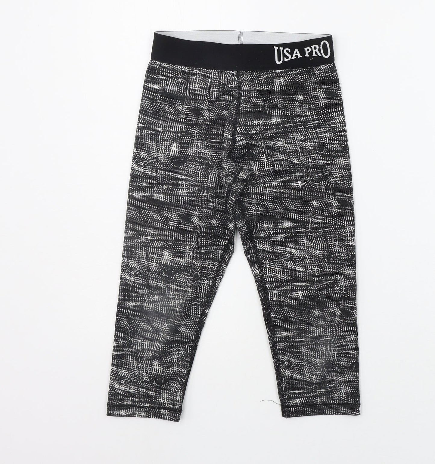 USA Pro Girls Black Geometric  Jegging Trousers Size 7-8 Years - Elasticated Waist