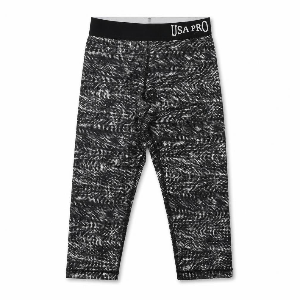 USA Pro Girls Black Geometric  Jegging Trousers Size 7-8 Years - Elasticated Waist
