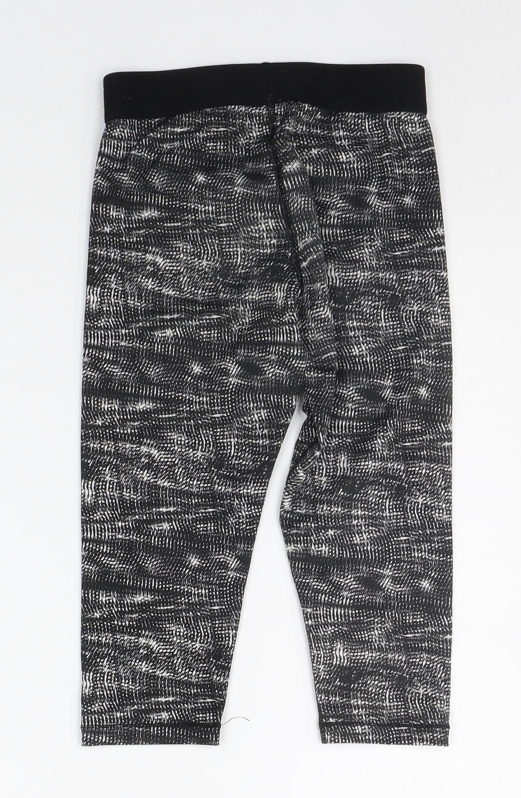 USA Pro Girls Black Geometric  Jegging Trousers Size 7-8 Years - Elasticated Waist