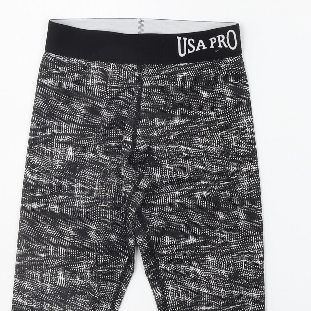 USA Pro Girls Black Geometric  Jegging Trousers Size 7-8 Years - Elasticated Waist