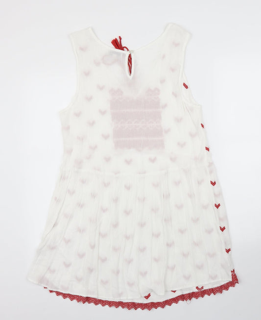 Anmol Womens White Geometric  A-Line  Size L