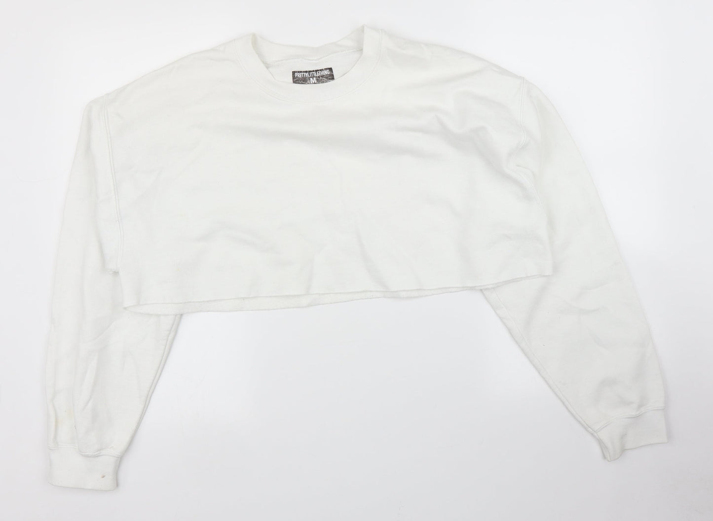 PRETTYLITTLETHING Womens White   Pullover Jumper Size M  - Cropped