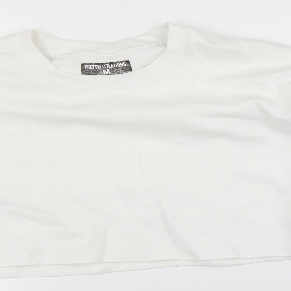 PRETTYLITTLETHING Womens White   Pullover Jumper Size M  - Cropped