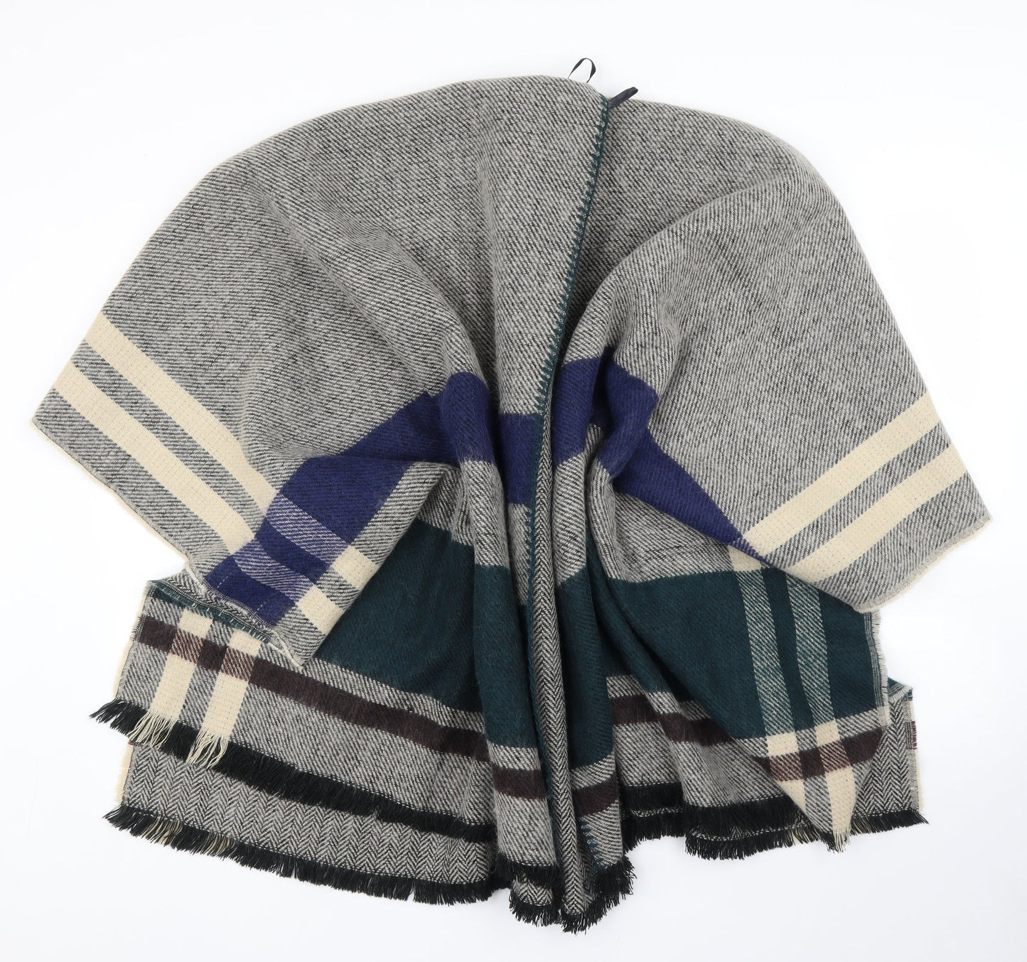 Preworn Womens Grey Plaid  Cape Jumper One Size