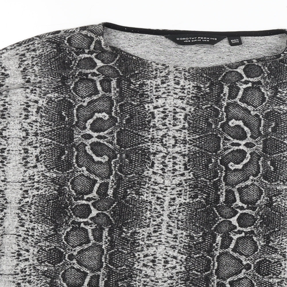 Dorothy Perkins Womens Grey Animal Print  Pullover Jumper Size 14