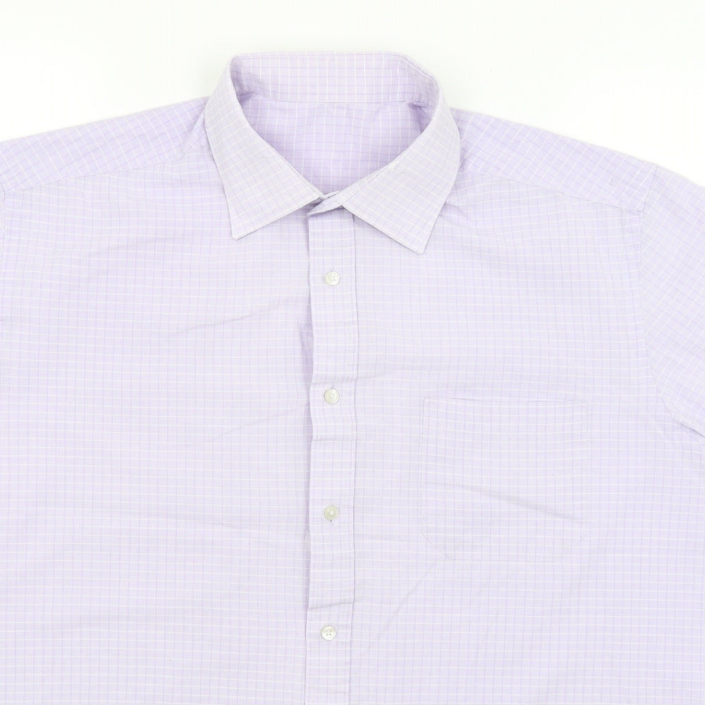 Debenhams Mens Purple Check   Button-Up Size 16.5
