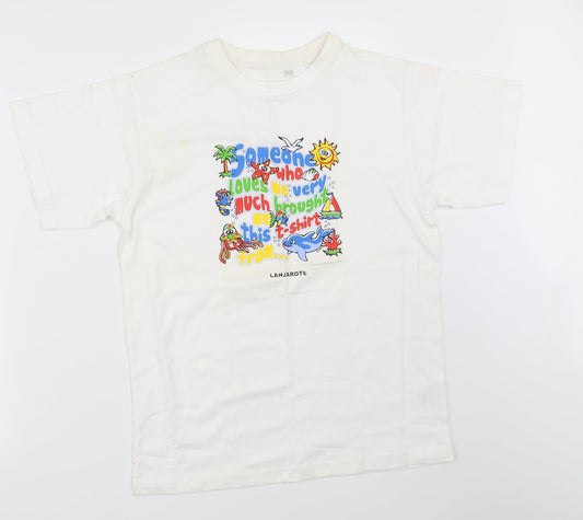 Preworn Womens White   Basic T-Shirt Size 12  - Lanzarote