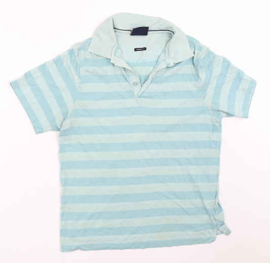 Cutter & Buck Mens Blue Striped   T-Shirt Size S