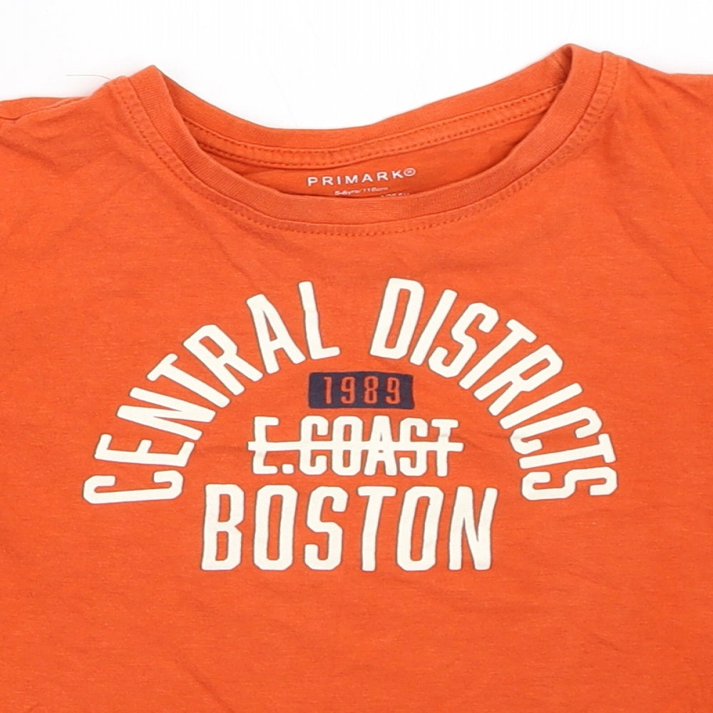 Primark Boys Orange   Basic T-Shirt Size 5-6 Years