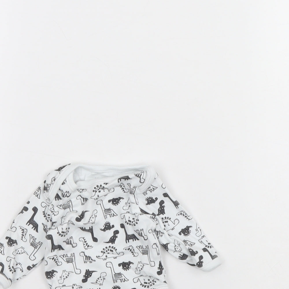 George Baby White Animal Print  Babygrow One-Piece Size 0-3 Months  - Dinosaur