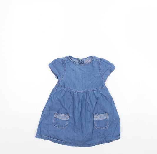 Peacocks Girls Blue  Denim Fit & Flare  Size 9-12 Months