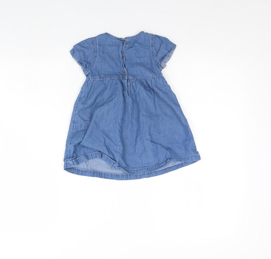 Peacocks Girls Blue  Denim Fit & Flare  Size 9-12 Months