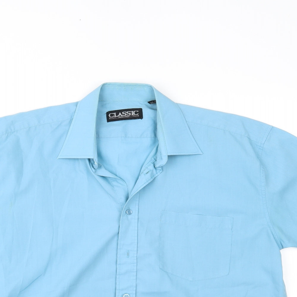 Classic Mens Blue    Button-Up Size 16.5