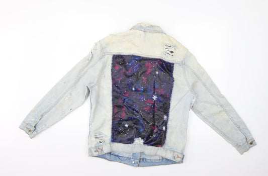 New Look Womens Blue Geometric  Jacket  Size 10