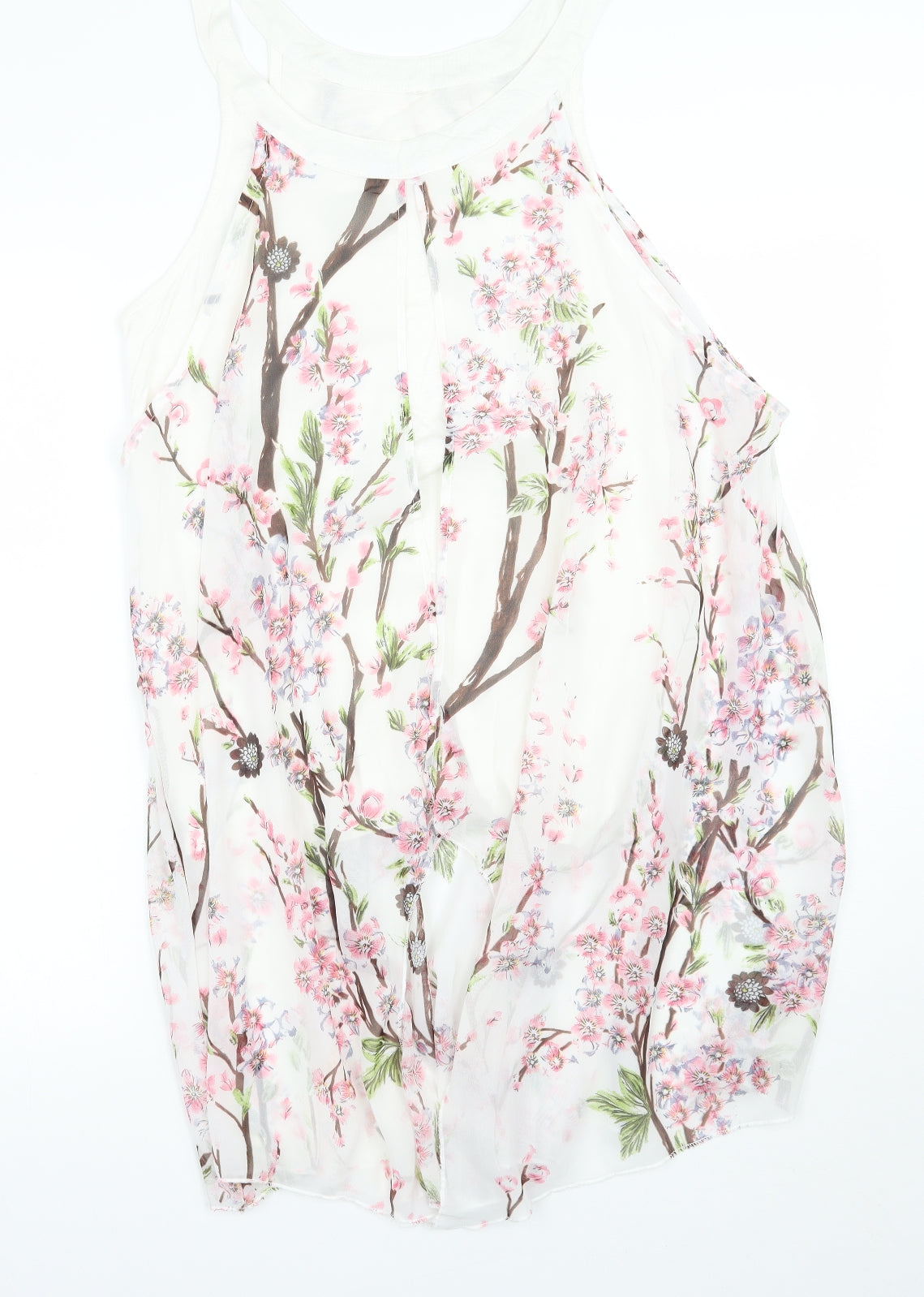 Preworn Womens White Floral  A-Line  Size 3XL