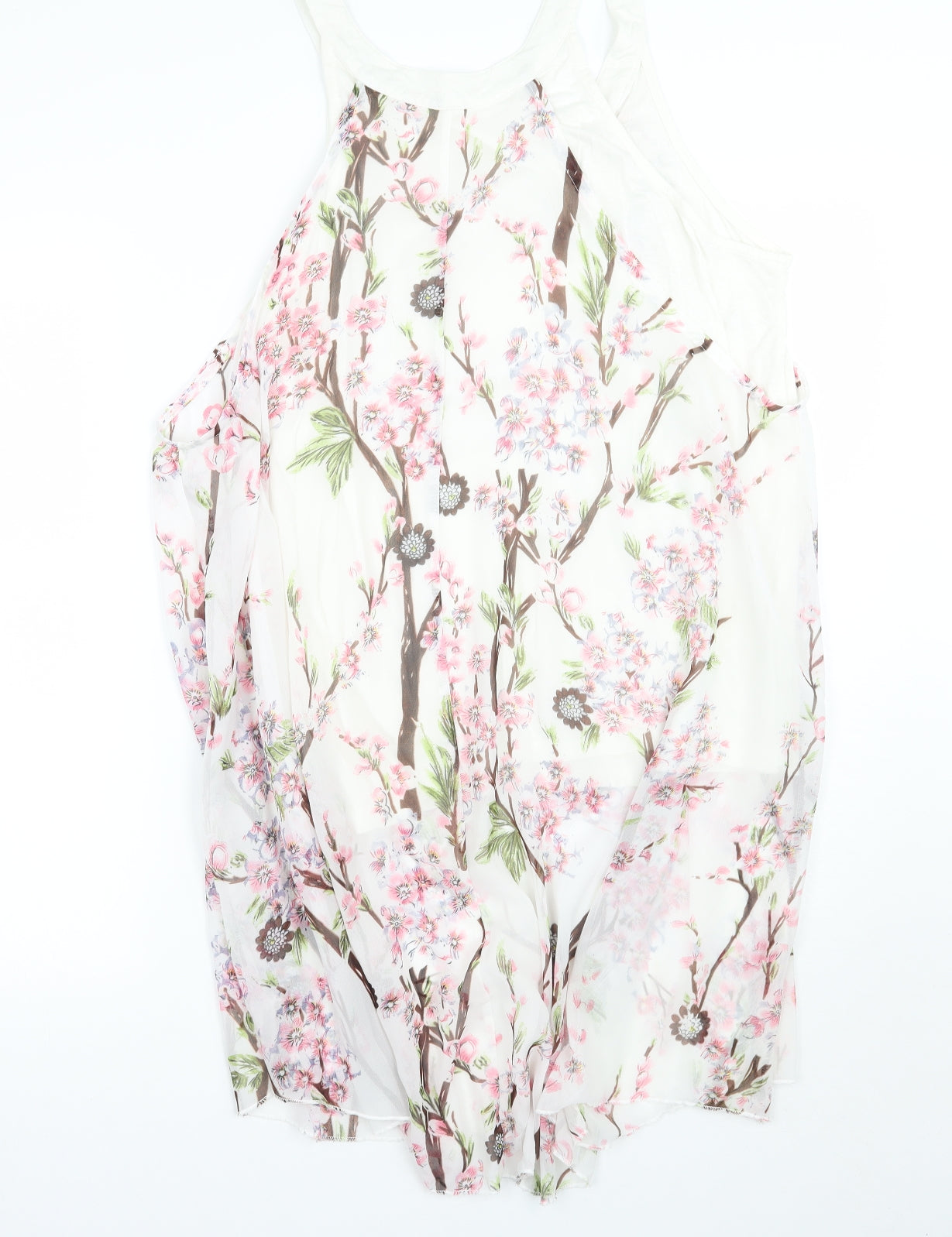 Preworn Womens White Floral  A-Line  Size 3XL