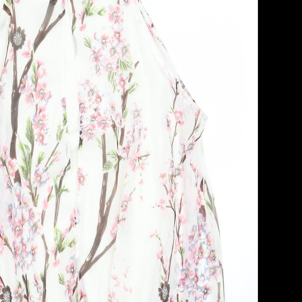 Preworn Womens White Floral  A-Line  Size 3XL