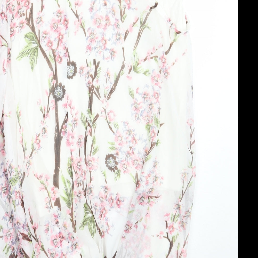 Preworn Womens White Floral  A-Line  Size 3XL