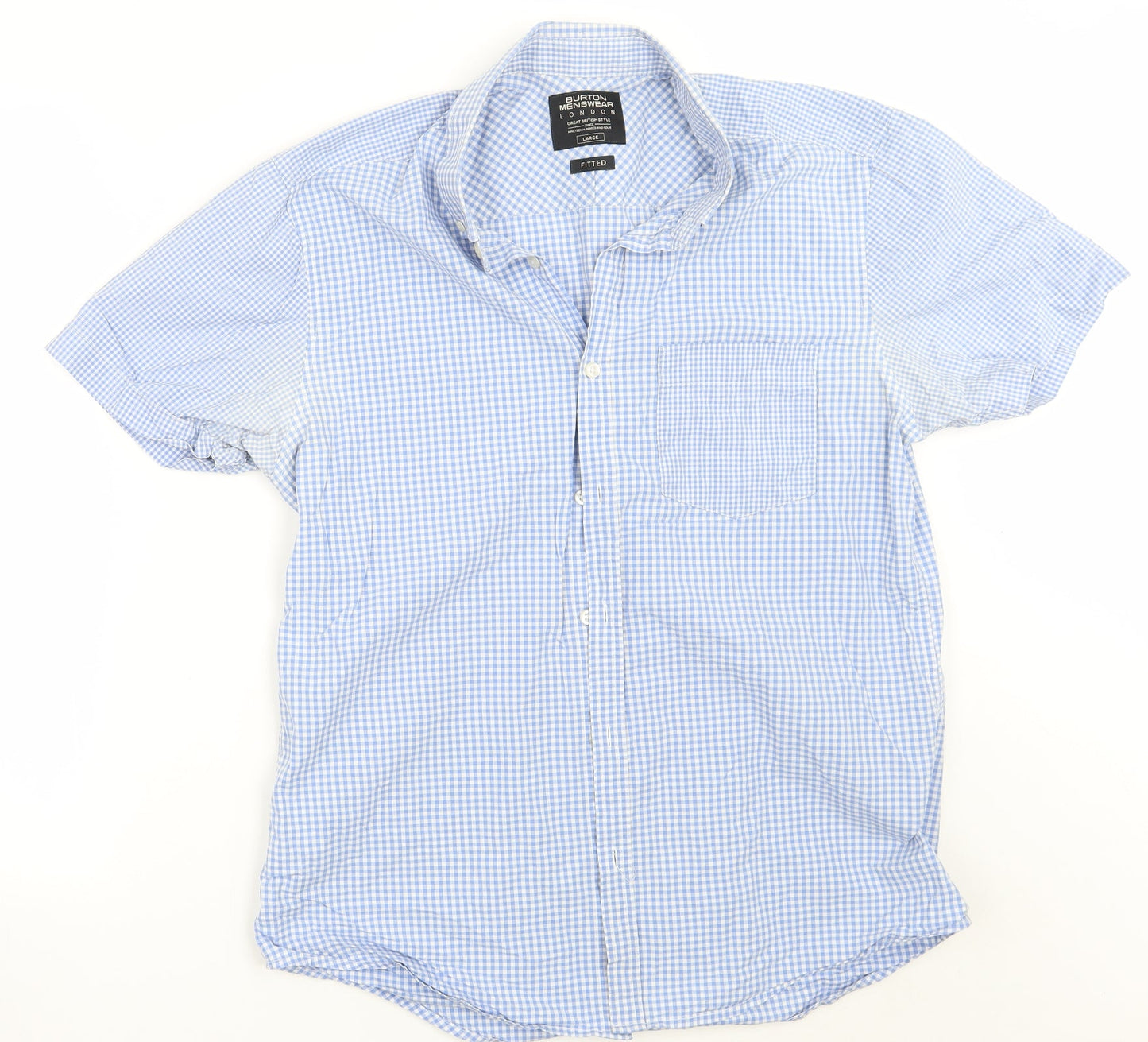 Burton Mens Blue Check   Button-Up Size L