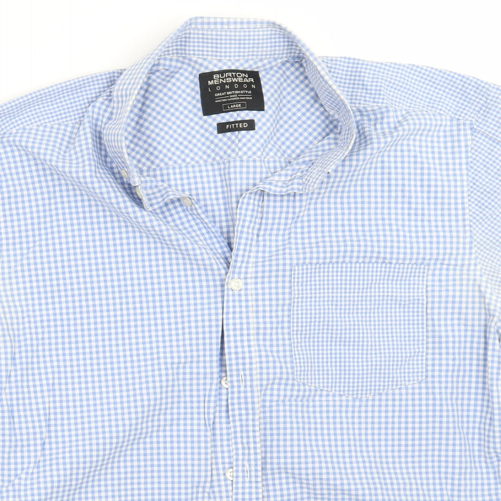 Burton Mens Blue Check   Button-Up Size L