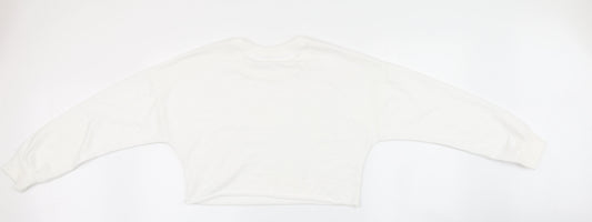 Preworn Womens White   Pullover Sweatshirt Size L