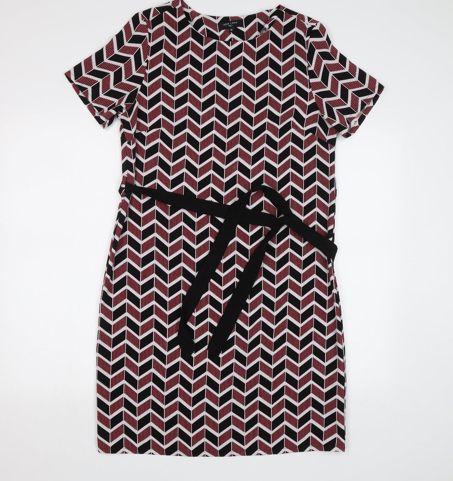 New Look Womens Red Geometric  Pencil Dress  Size 10