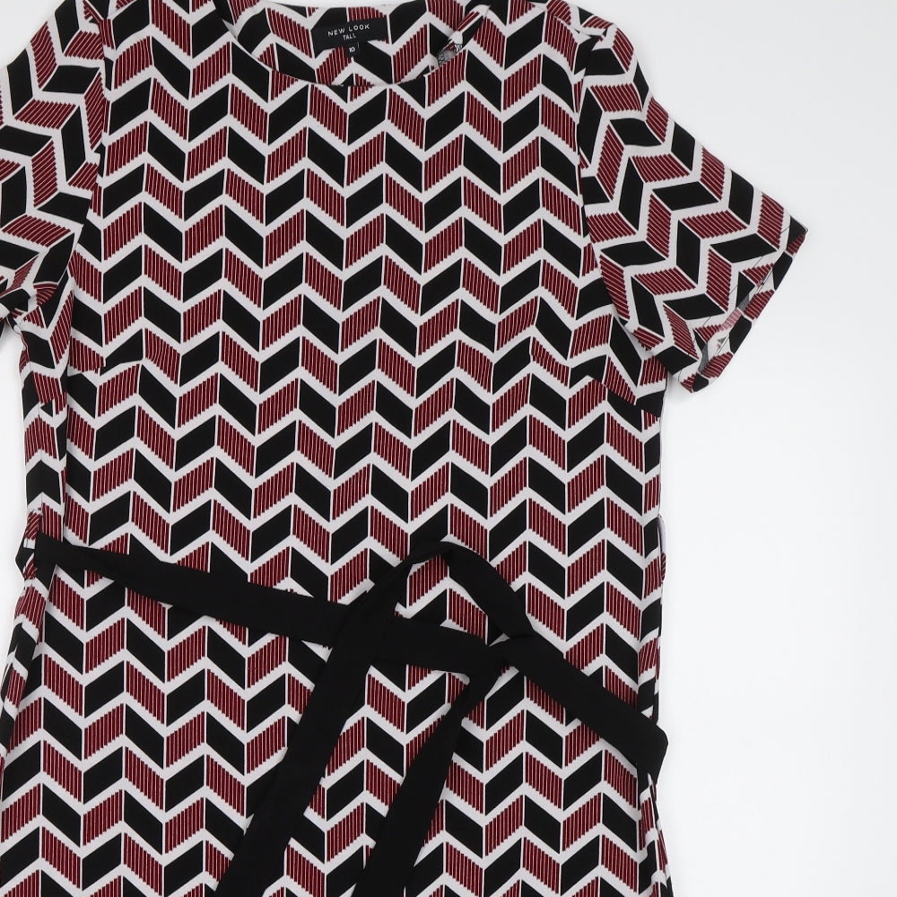 New Look Womens Red Geometric  Pencil Dress  Size 10