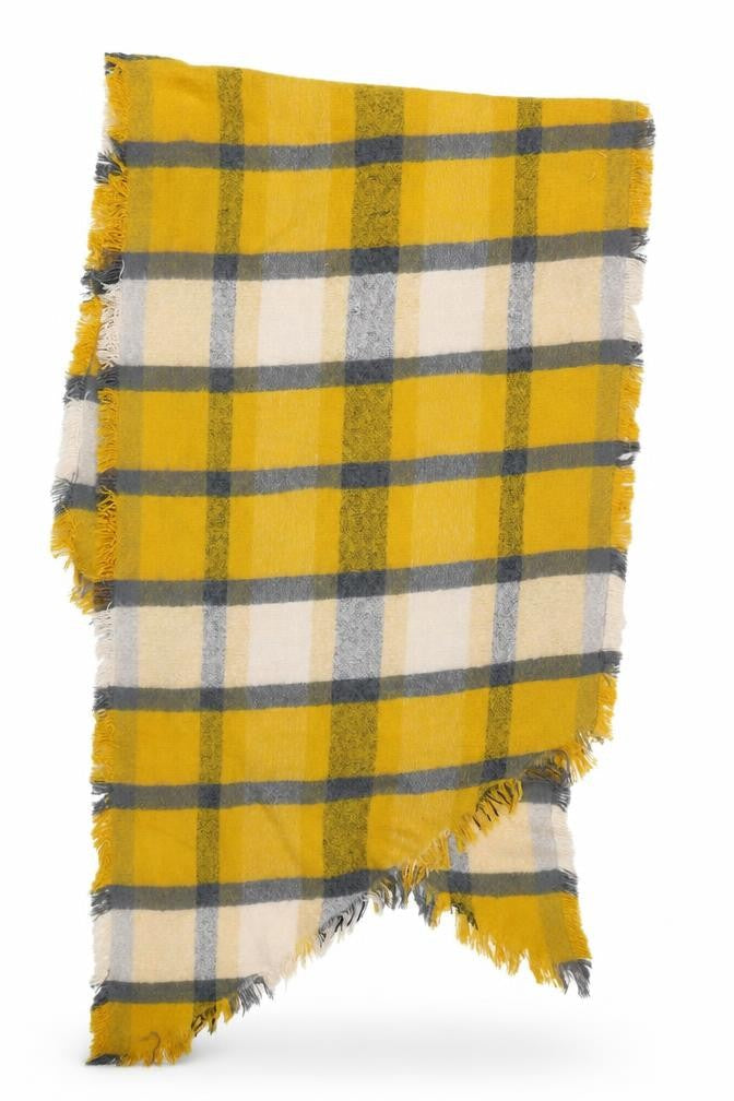 Preworn Womens Yellow Check   Shawl/Wrap