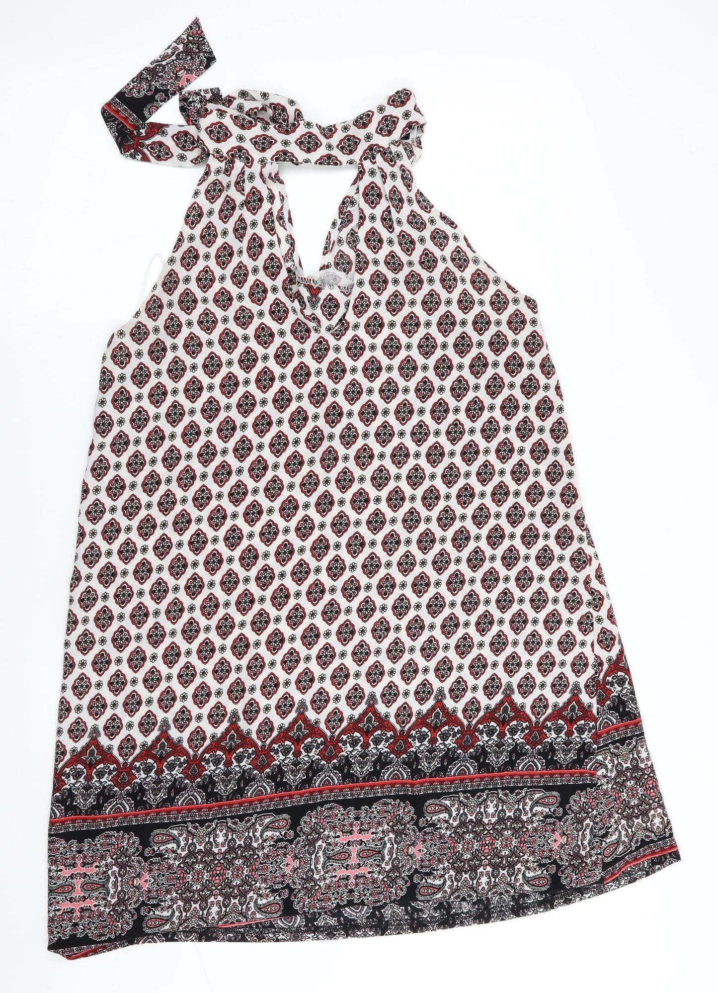 Lola May Womens Black Floral  A-Line  Size 8  - Tie Neck