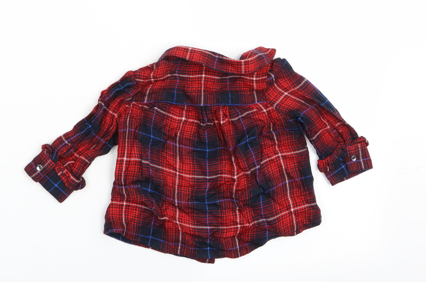 River Island Mini Girls Red Check  Basic Blouse Size 0-3 Months  - Frilled Cuffs