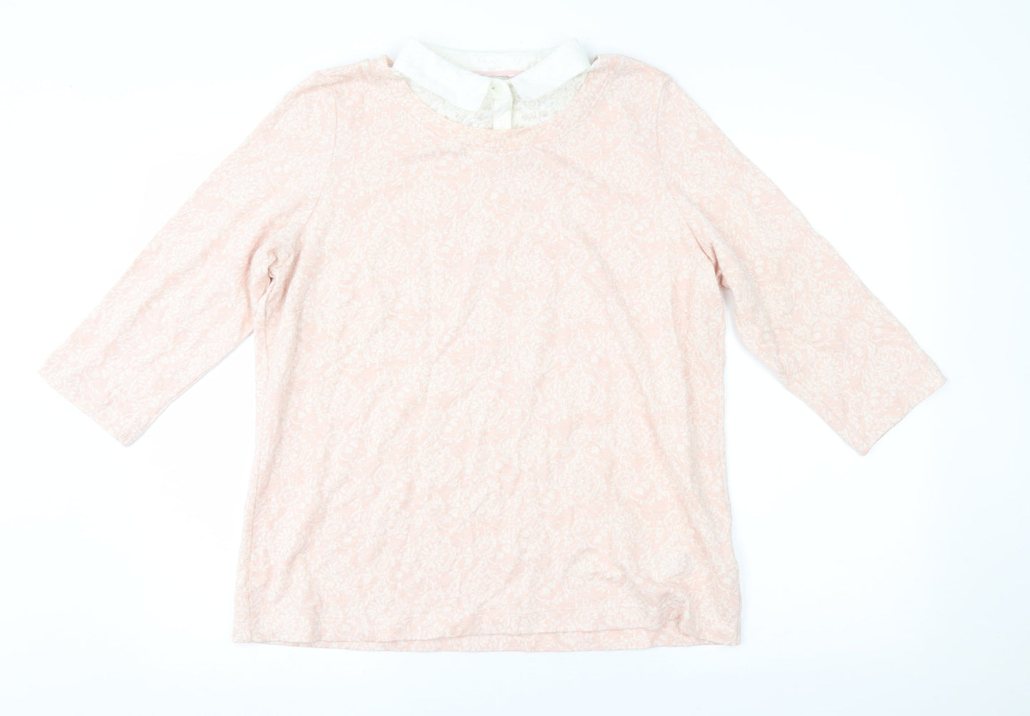 m&s Womens Pink Floral  Pullover Jumper Size 16