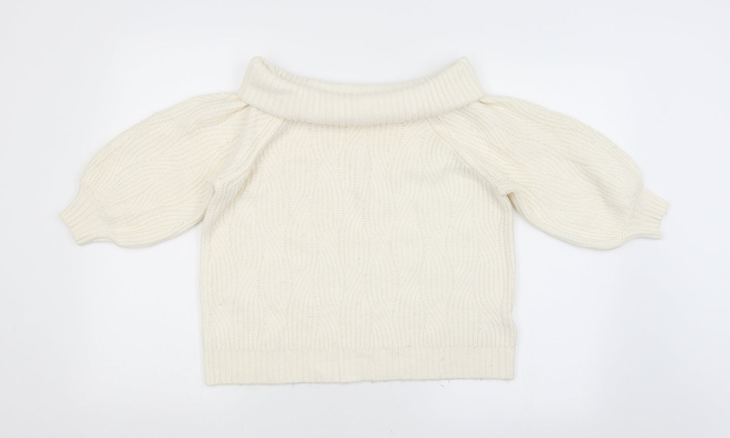 Miss Selfridge Womens White Argyle/Diamond  Pullover Jumper Size 10