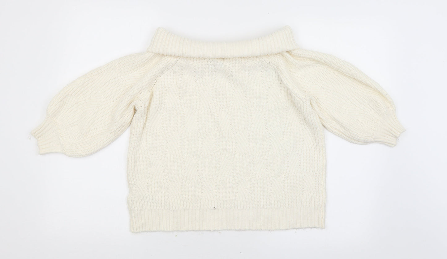 Miss Selfridge Womens White Argyle/Diamond  Pullover Jumper Size 10