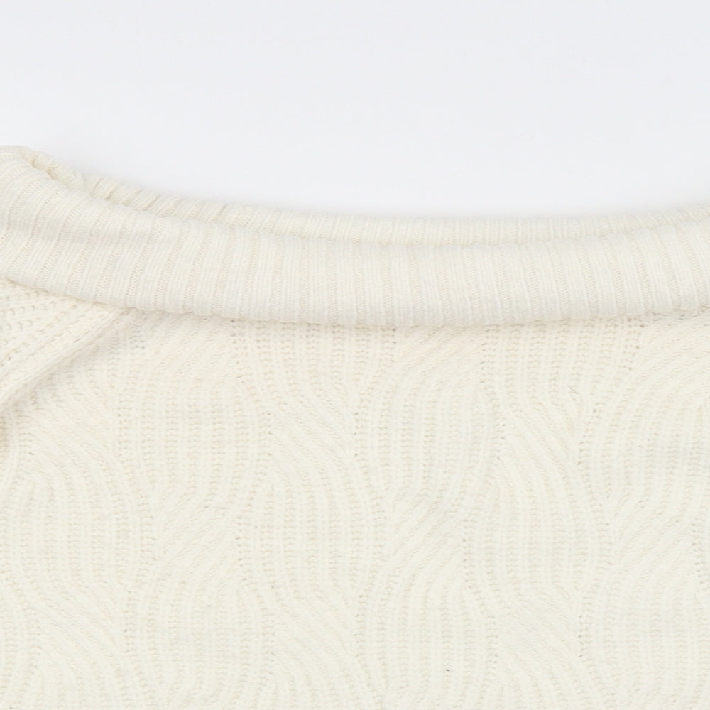 Miss Selfridge Womens White Argyle/Diamond  Pullover Jumper Size 10