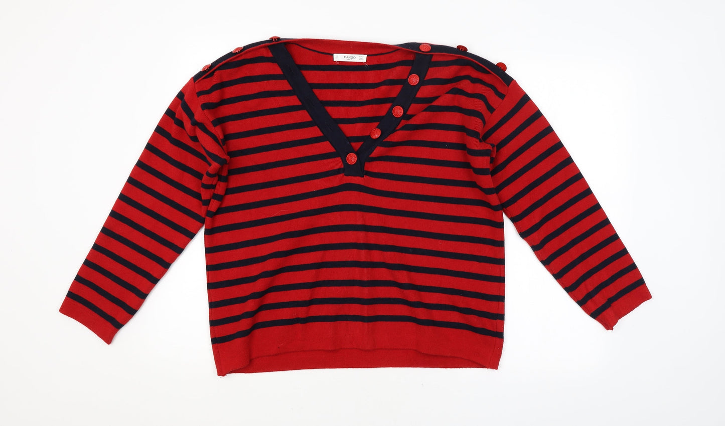 Mango Womens Red Striped  Pullover Jumper Size M
