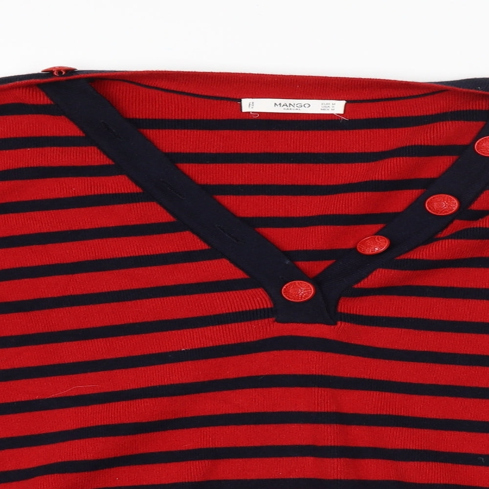 Mango Womens Red Striped  Pullover Jumper Size M