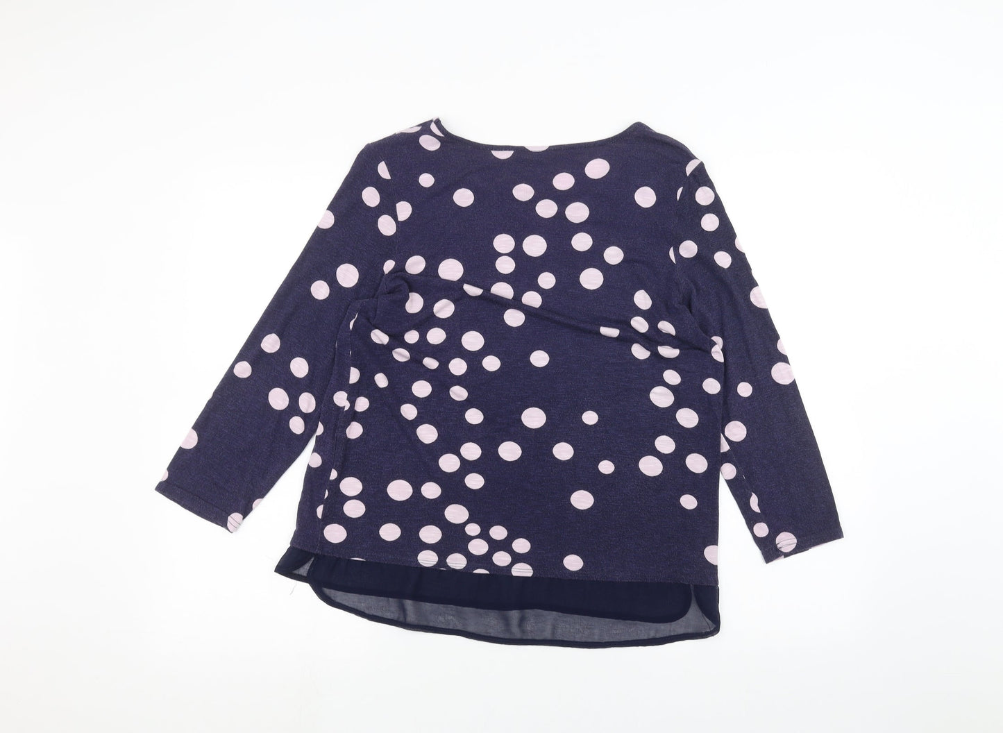 Roman Womens Blue Polka Dot  Basic T-Shirt Size 12