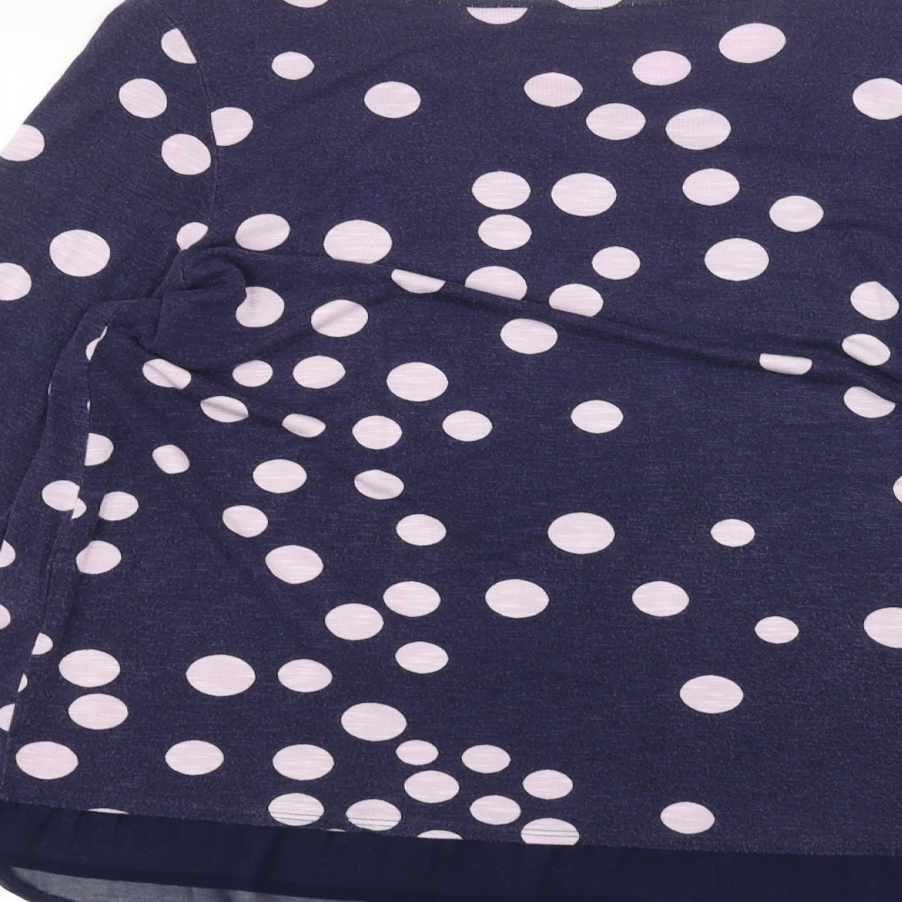 Roman Womens Blue Polka Dot  Basic T-Shirt Size 12