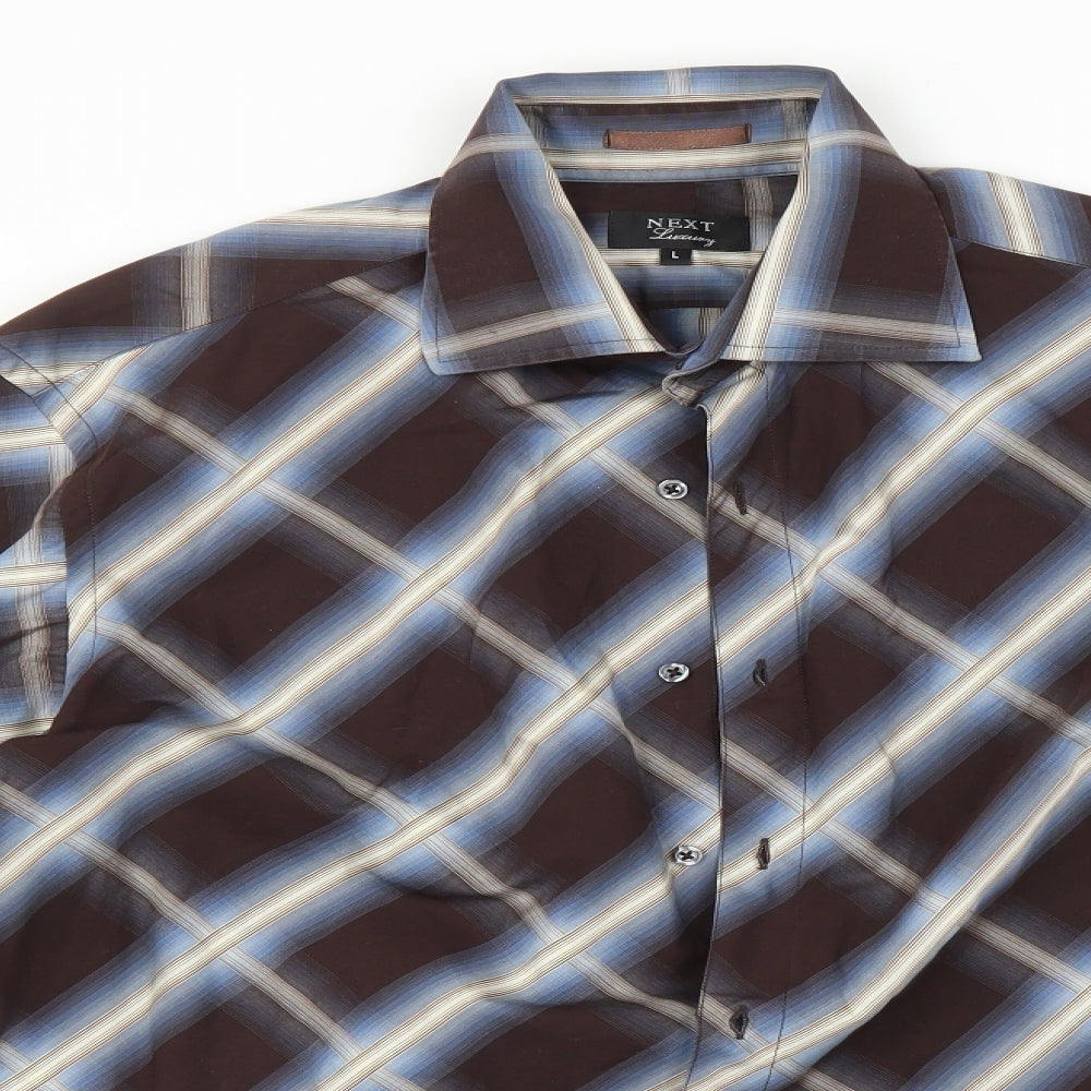 NEXT Mens Multicoloured Check   Button-Up Size L