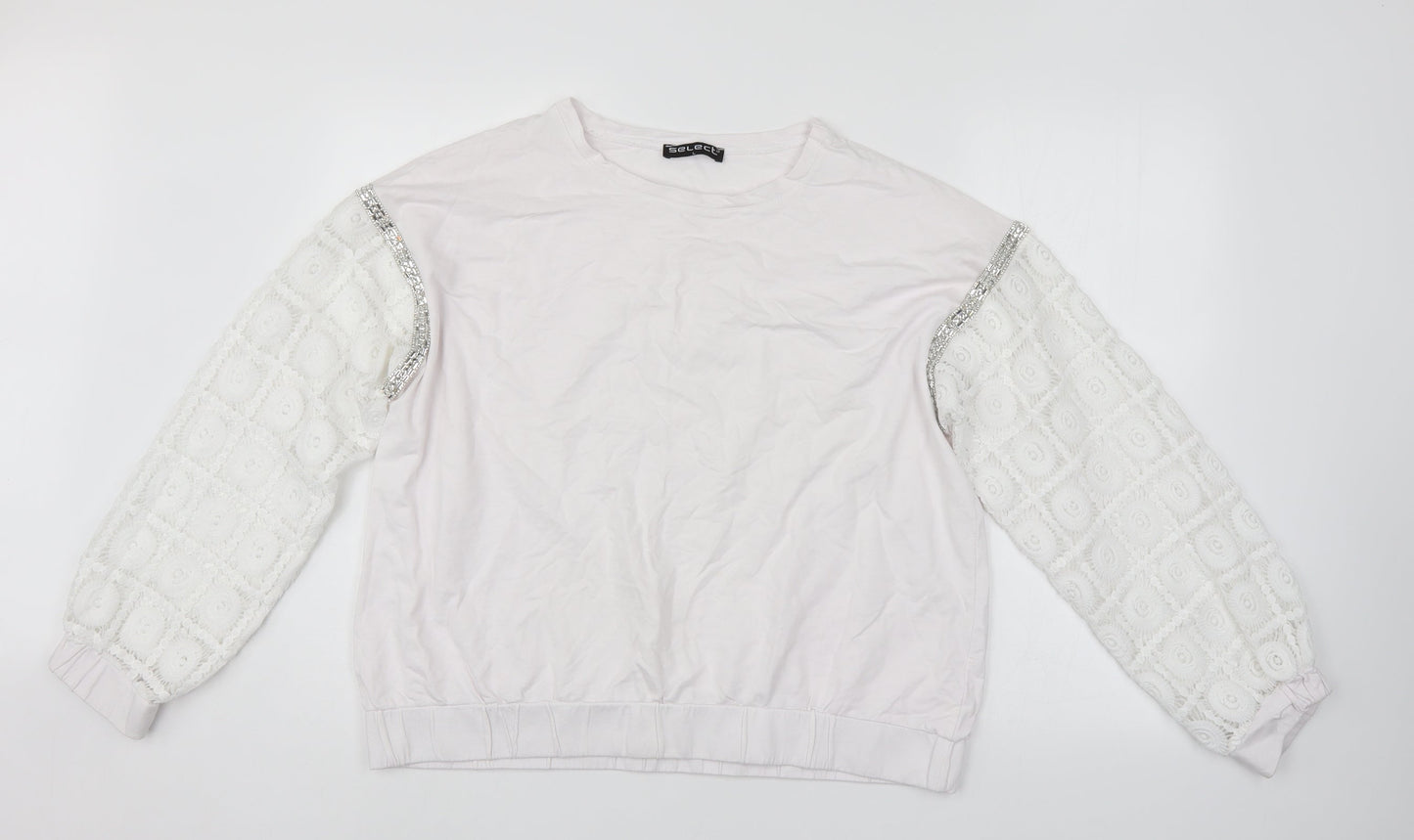 Select Womens White   Pullover Jumper Size L