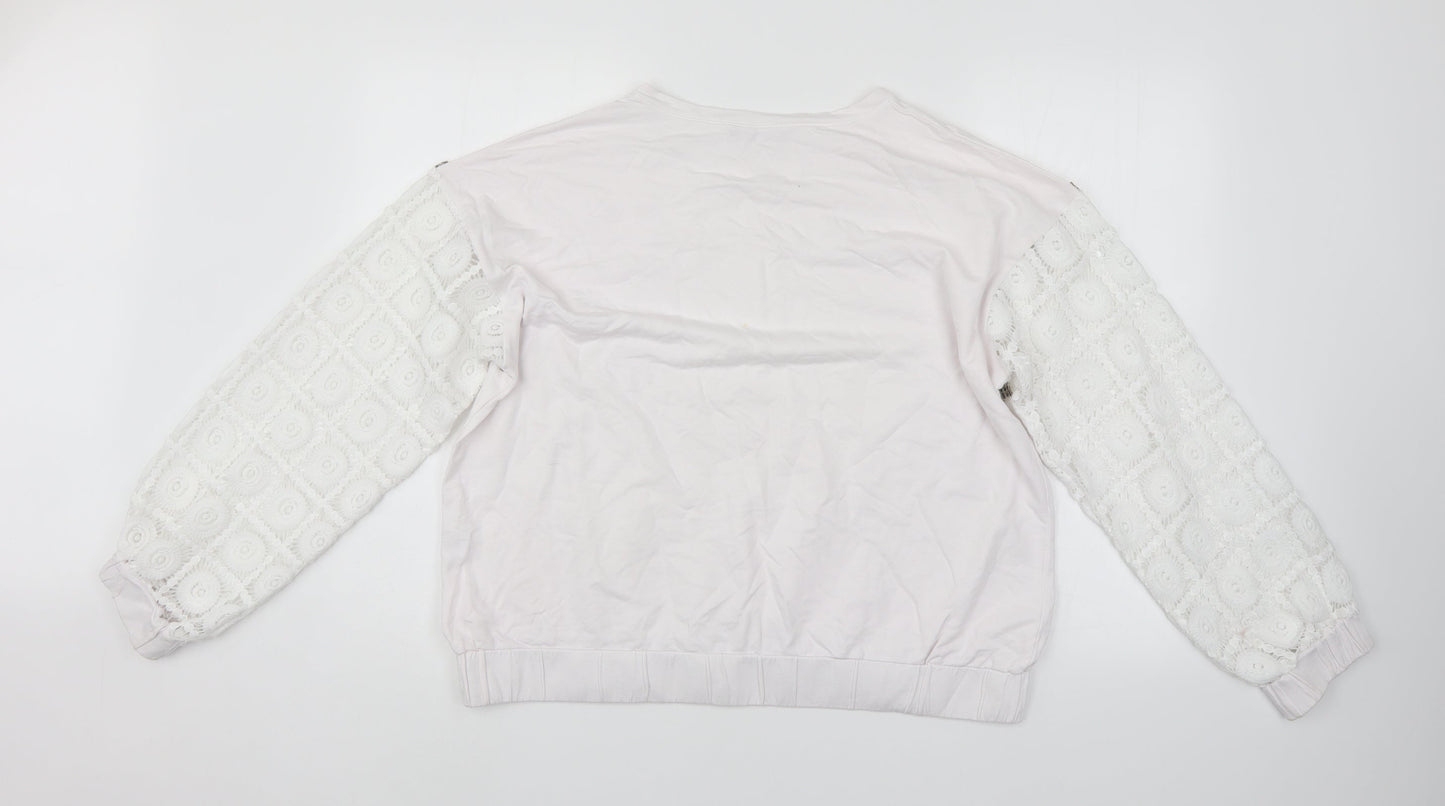 Select Womens White   Pullover Jumper Size L