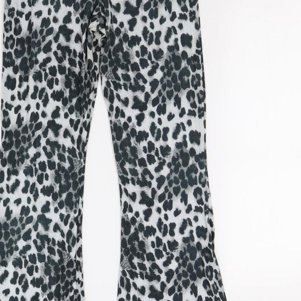 Prety Little Thing Womens Grey Animal Print  Sweatpants Trousers Size 12 L33 in