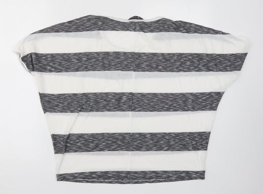 International Womens Grey Striped  Basic T-Shirt Size 10