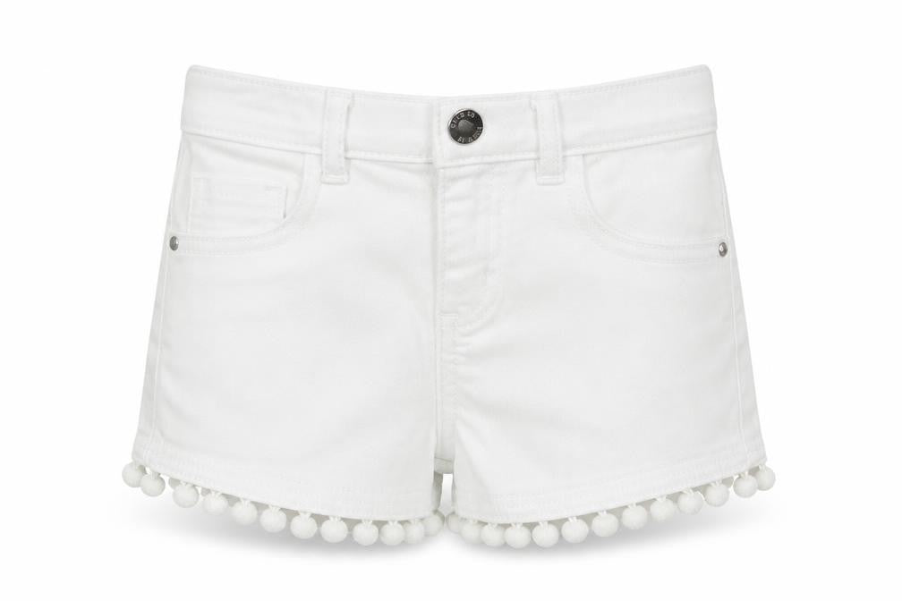Denim Co Girls White  Denim Cut-Off Shorts Size 5-6 Years - Pom Pom