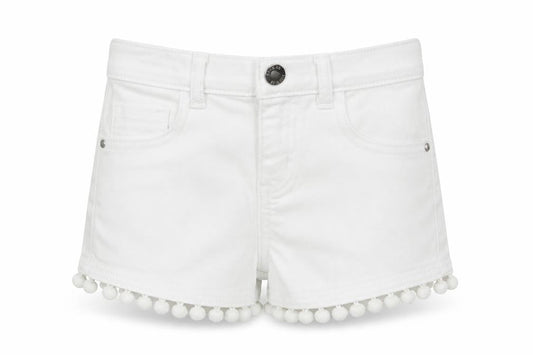 Denim Co Girls White  Denim Cut-Off Shorts Size 5-6 Years - Pom Pom