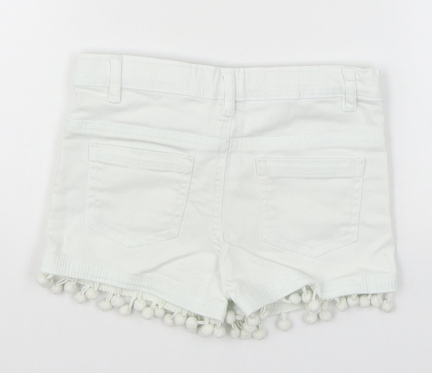 Denim Co Girls White  Denim Cut-Off Shorts Size 5-6 Years - Pom Pom